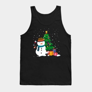 Funny Snowman Drinking Wine Christmas Tree Tank Top